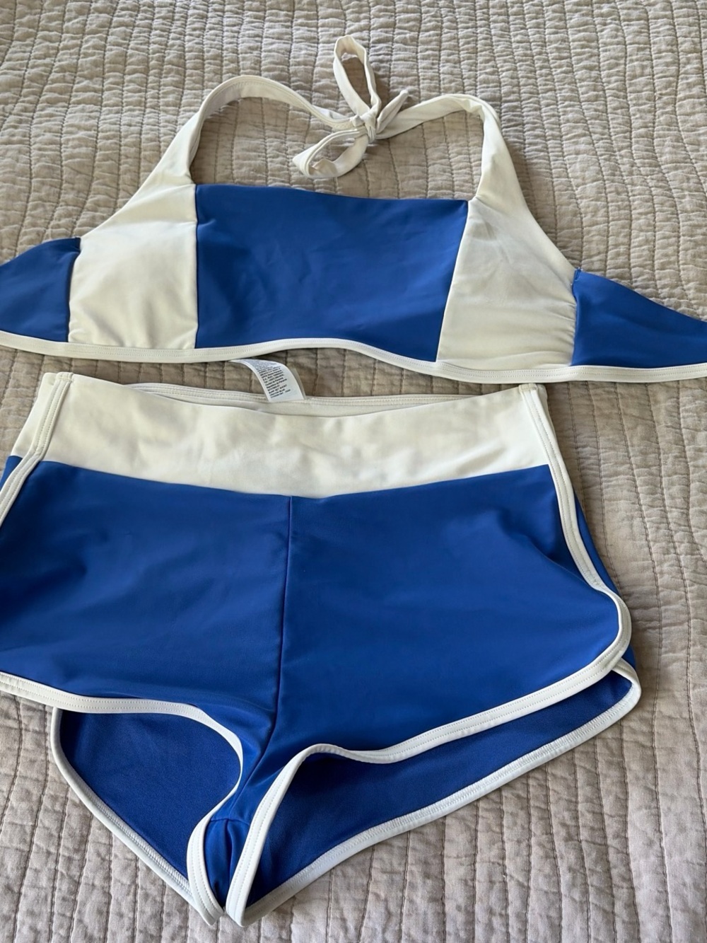 Old Navy White and Blue Sport Bikini Set